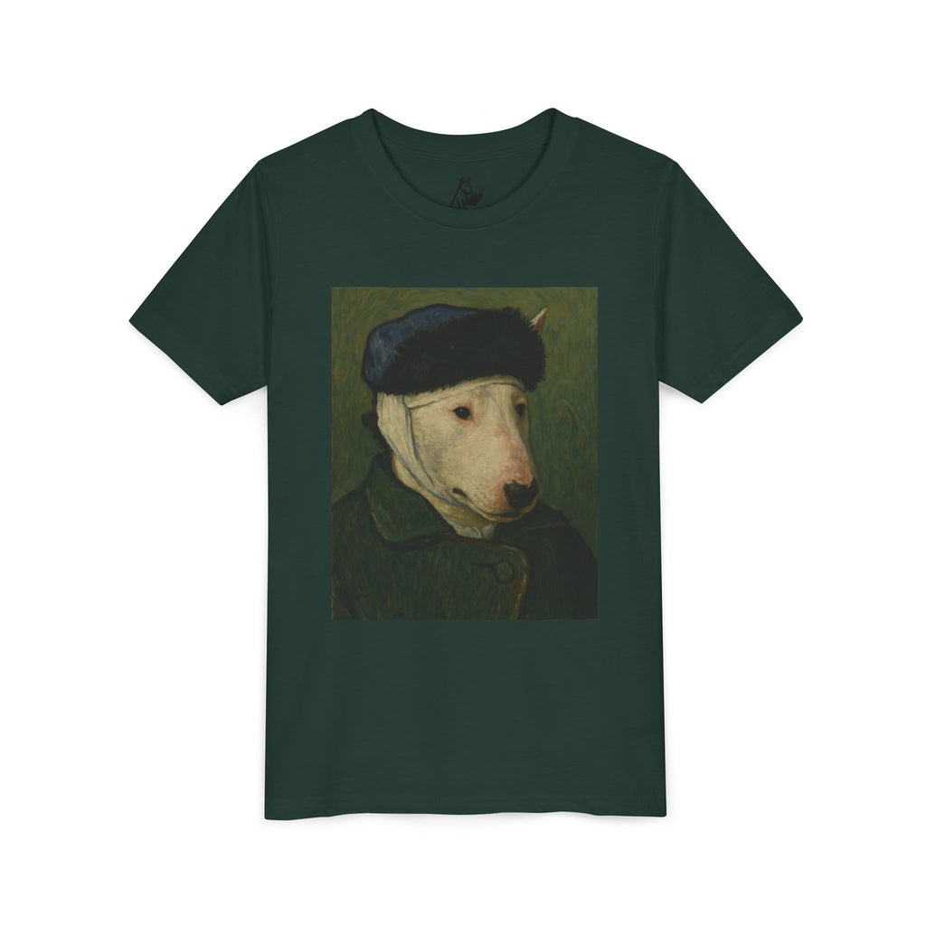 Bull Terrier Self-Portrait with Bandaged Ear — after Vincent van Gogh, 1889 | Youth Tee