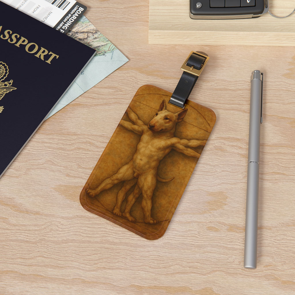 Bull Terrier Vitruvian Man — after Leonardo da Vinci, c.1490 | Luggage Tag