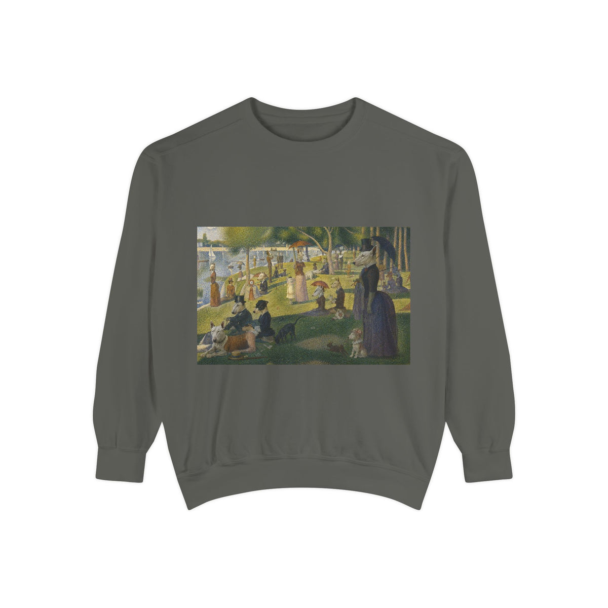 Bull Terrier A Sunday Afternoon on La Grande Jatte — after Georges Seurat, 1886 | Crewneck