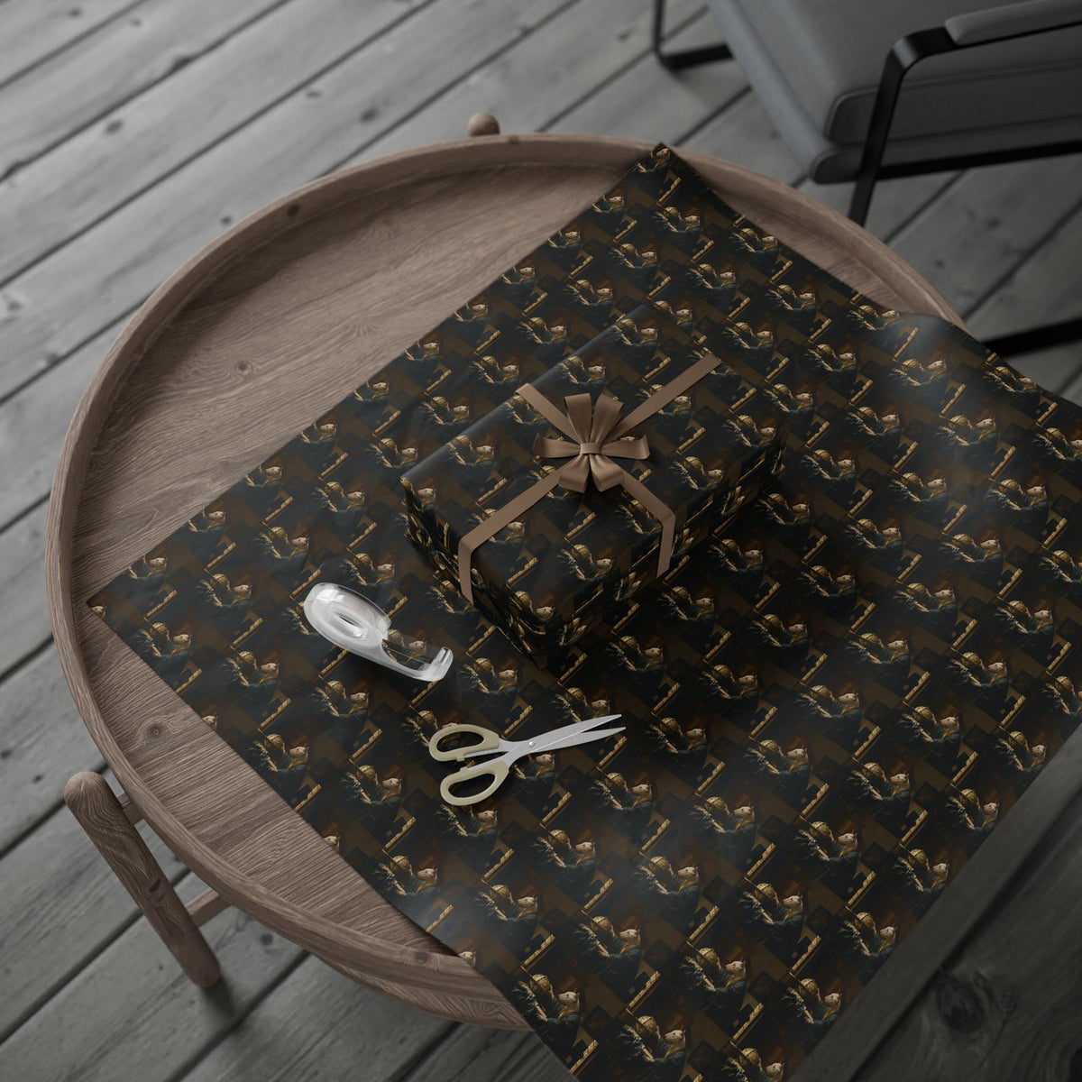 Bull Terrier The Astronomer — after Johannes Vermeer, 1668 | Wrapping Paper