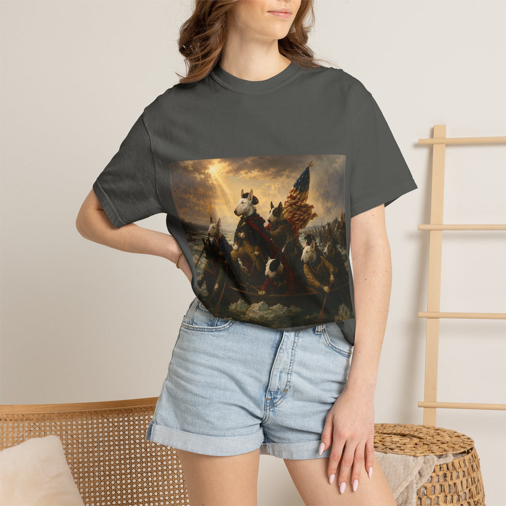 Bull Terrier Washington Crossing the Delaware — after Emanuel Leutze, 1851 | Garment-Dyed Tee
