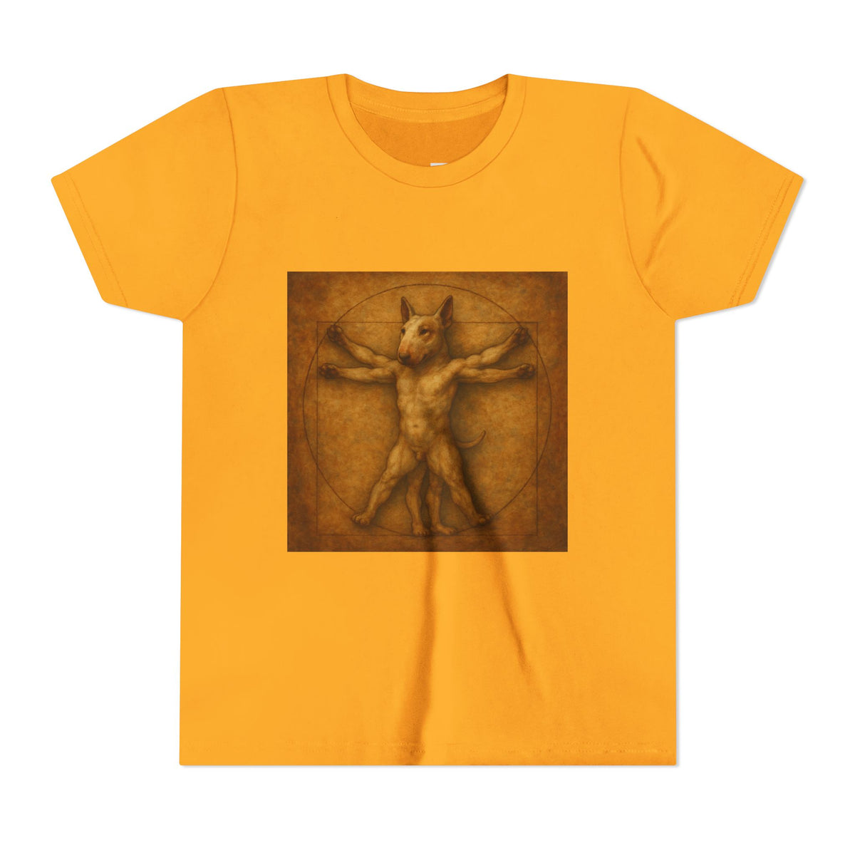 Bull Terrier Vitruvian Man — after Leonardo da Vinci, c.1490 | Youth Tee