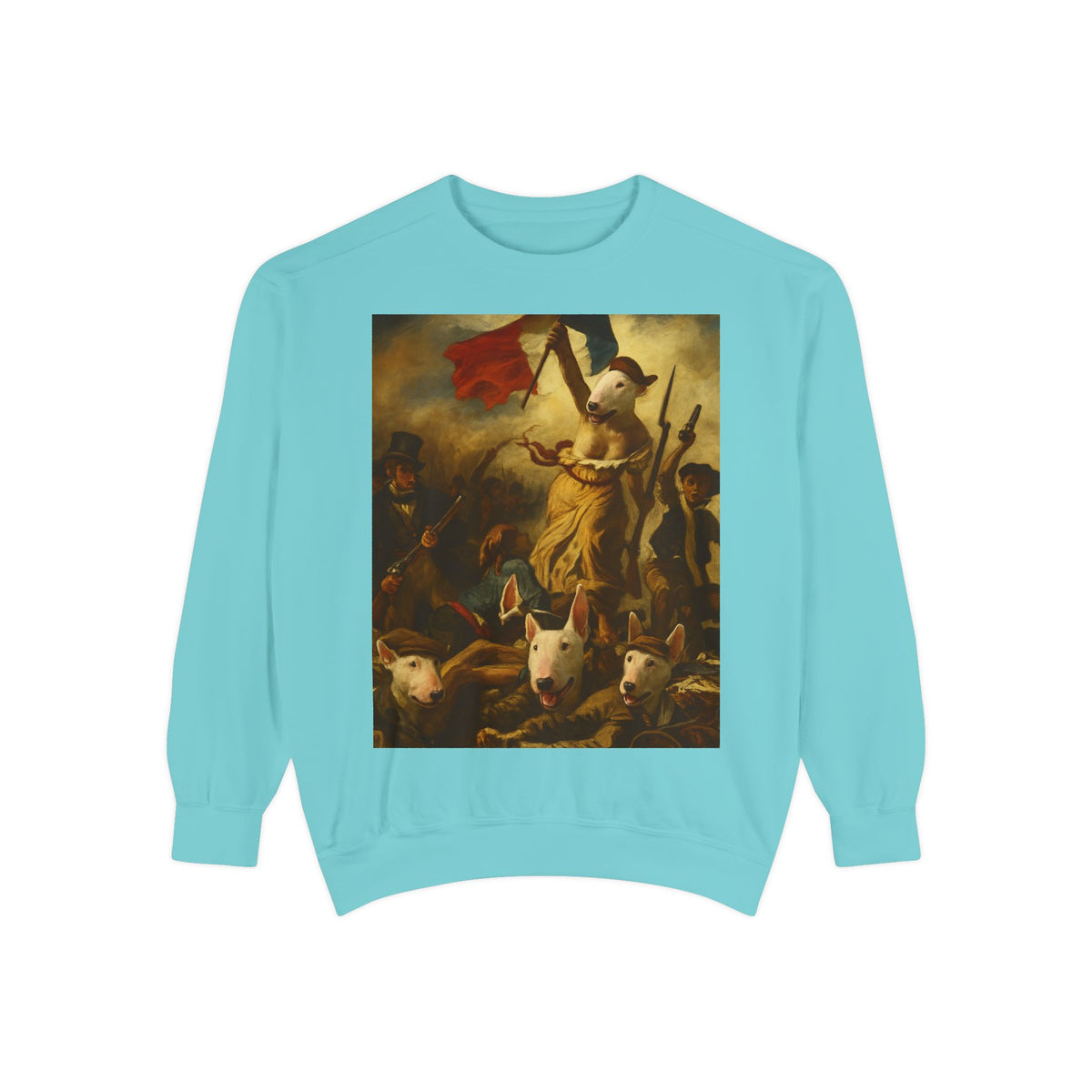 Bull Terrier Liberty Leading the People — after Eugene Delacroix, 1830 | Crewneck