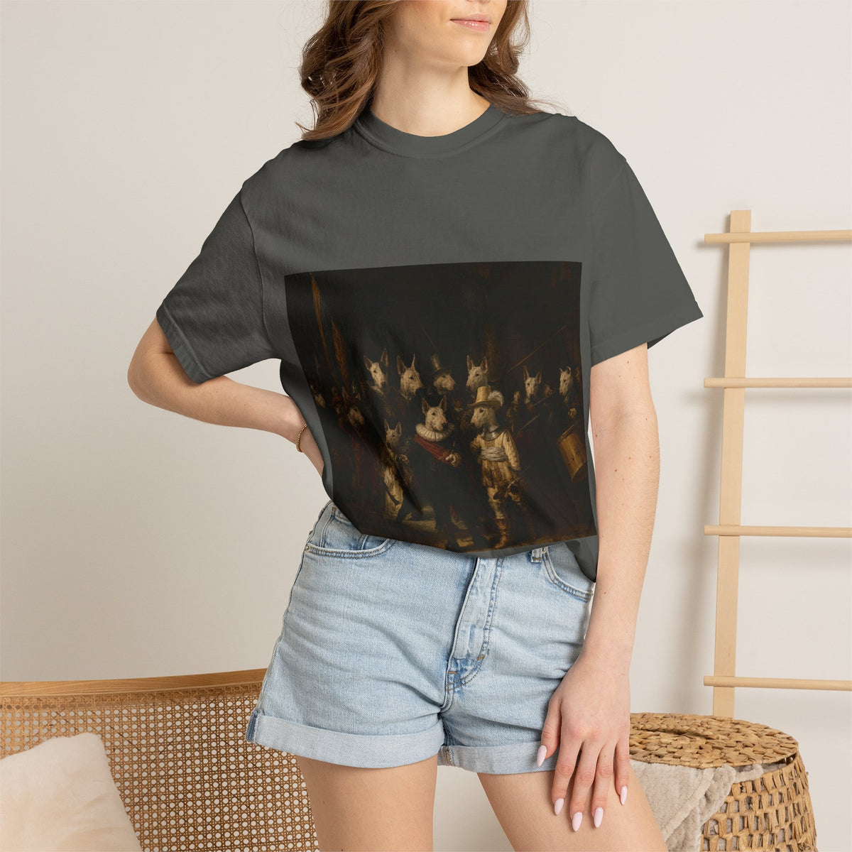 Bull Terrier The Night Watch — after Rembrandt van Rijn, 1642 | Garment-Dyed Tee