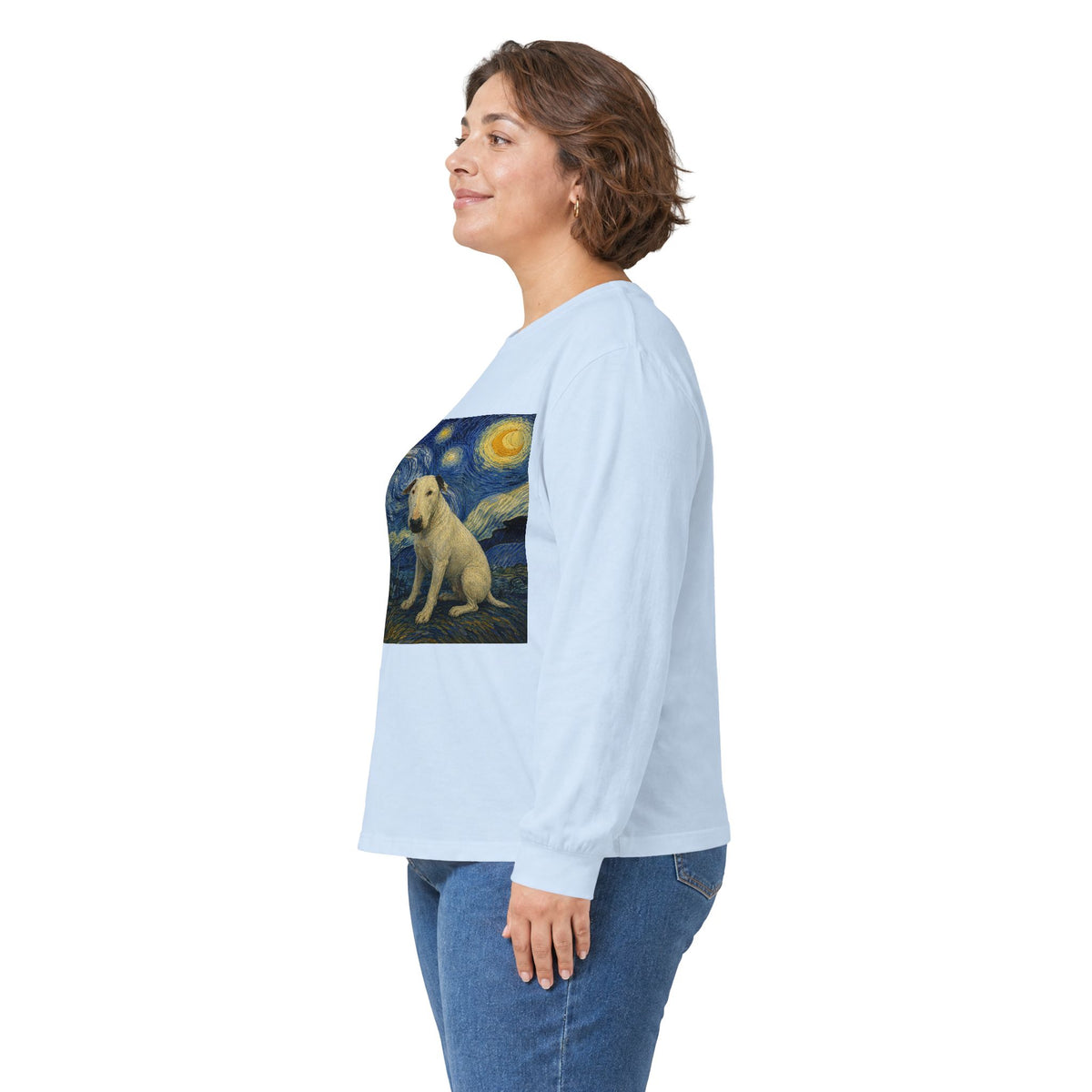 Bull Terrier Starry Night — after Vincent van Gogh, 1889 | Long Sleeve