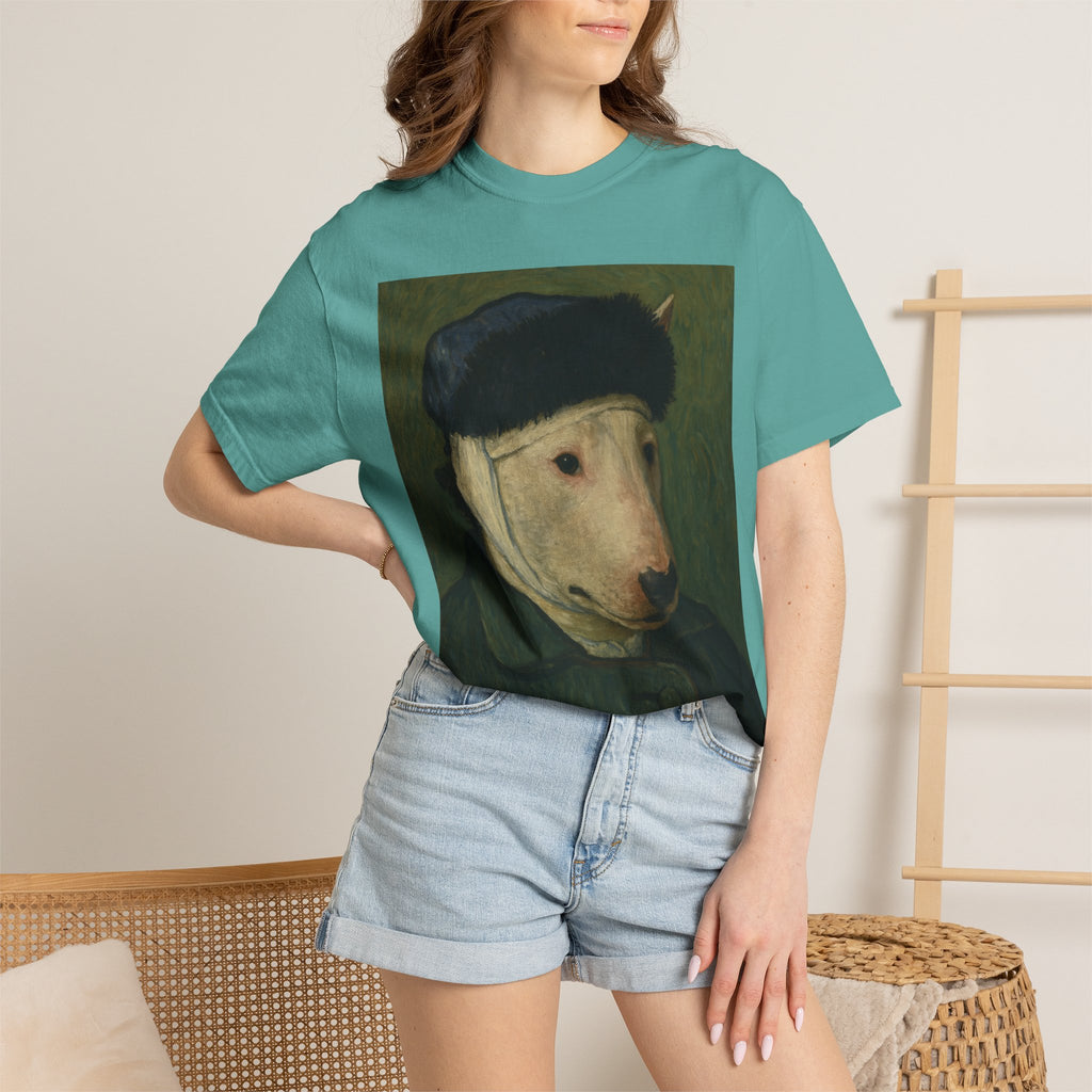 Bull Terrier Self-Portrait with Bandaged Ear — after Vincent van Gogh, 1889 | Garment-Dyed Tee