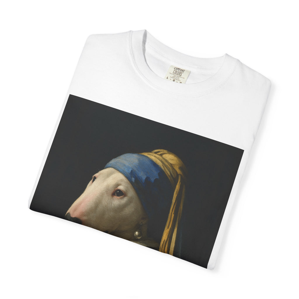 Bull Terrier Girl with a Pearl Earring — after Johannes Vermeer, c.1665 | Garment-Dyed Tee