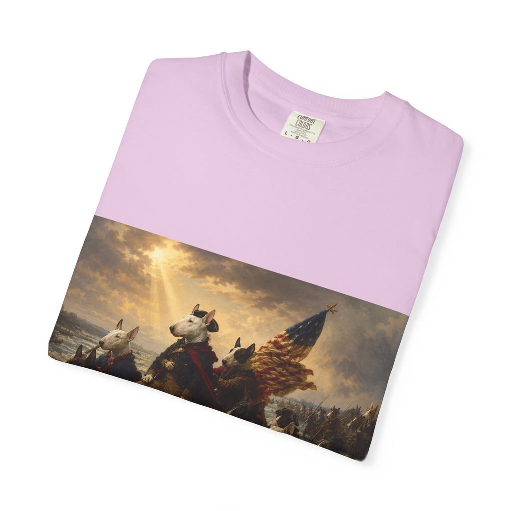 Bull Terrier Washington Crossing the Delaware — after Emanuel Leutze, 1851 | Garment-Dyed Tee