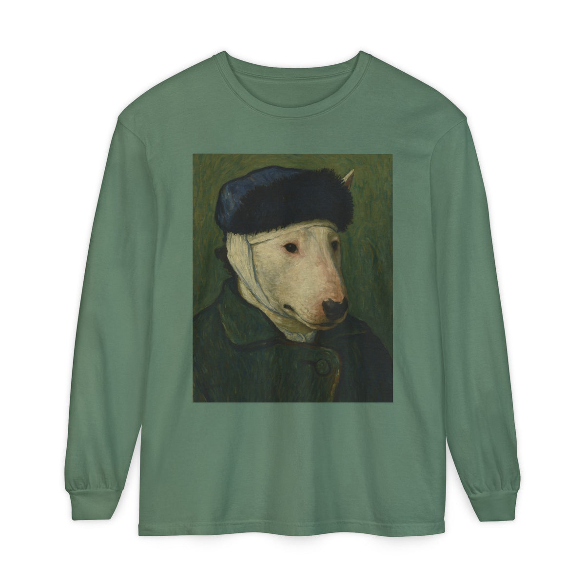 Bull Terrier Self-Portrait with Bandaged Ear — after Vincent van Gogh, 1889 | Long Sleeve