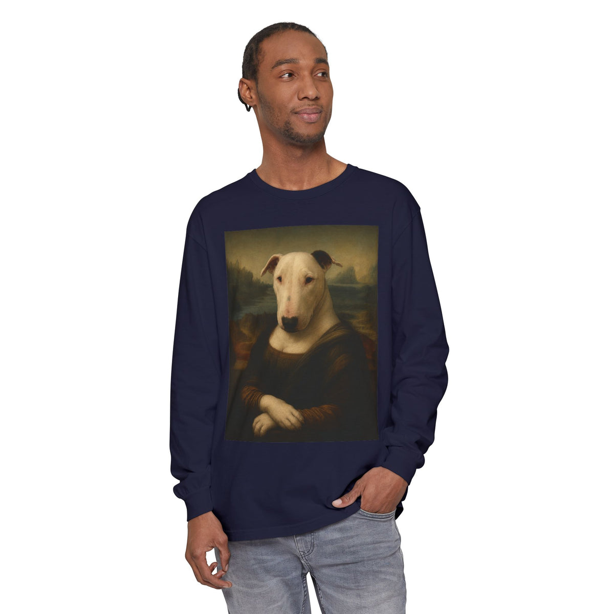 Bull Terrier Mona Lisa — after Leonardo da Vinci, c.1503 | Long Sleeve