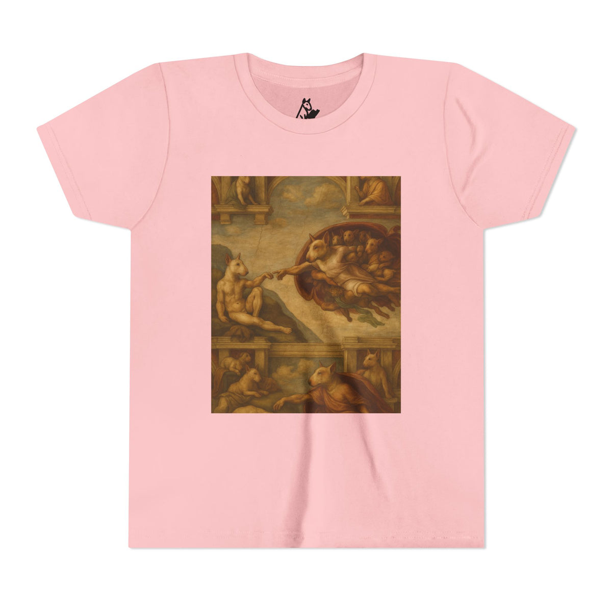 Bull Terrier The Creation of Adam — after Michelangelo, 1512 | Youth Tee