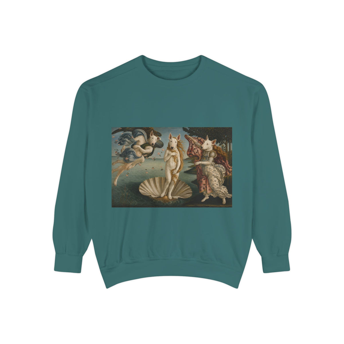 Bull Terrier The Birth of Venus — after Sandro Botticelli, c.1485 | Crewneck