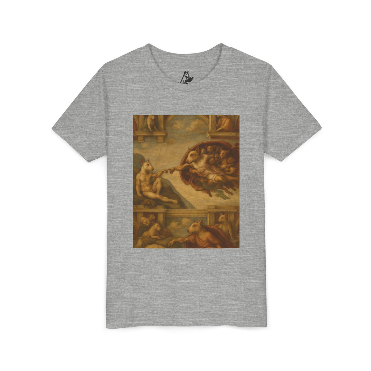 Bull Terrier The Creation of Adam — after Michelangelo, 1512 | Youth Tee