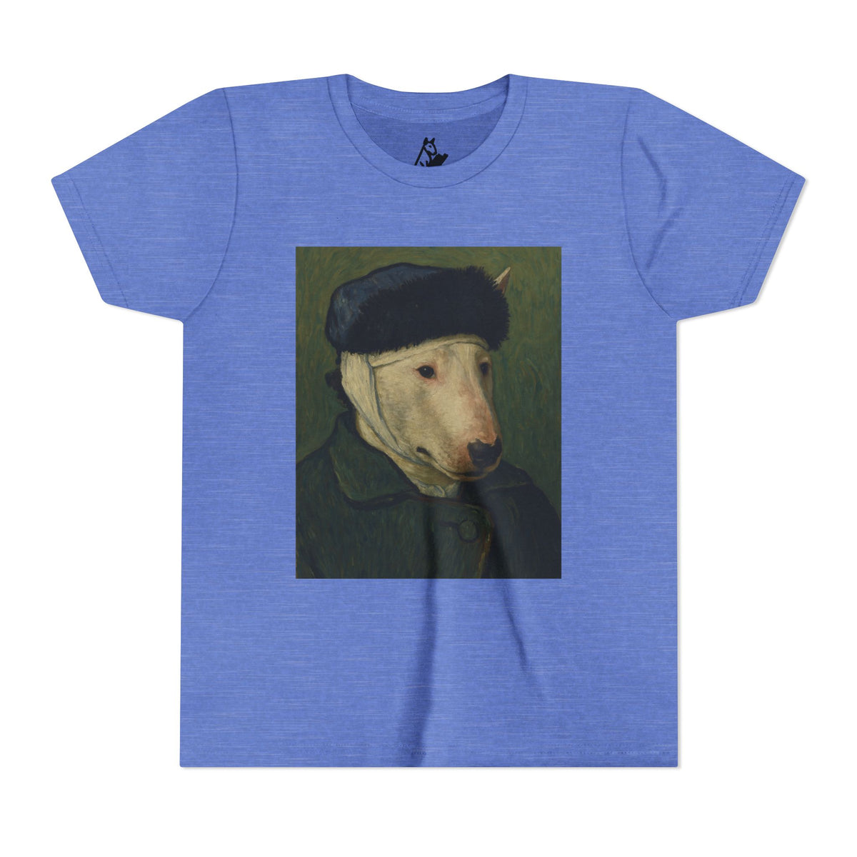 Bull Terrier Self-Portrait with Bandaged Ear — after Vincent van Gogh, 1889 | Youth Tee