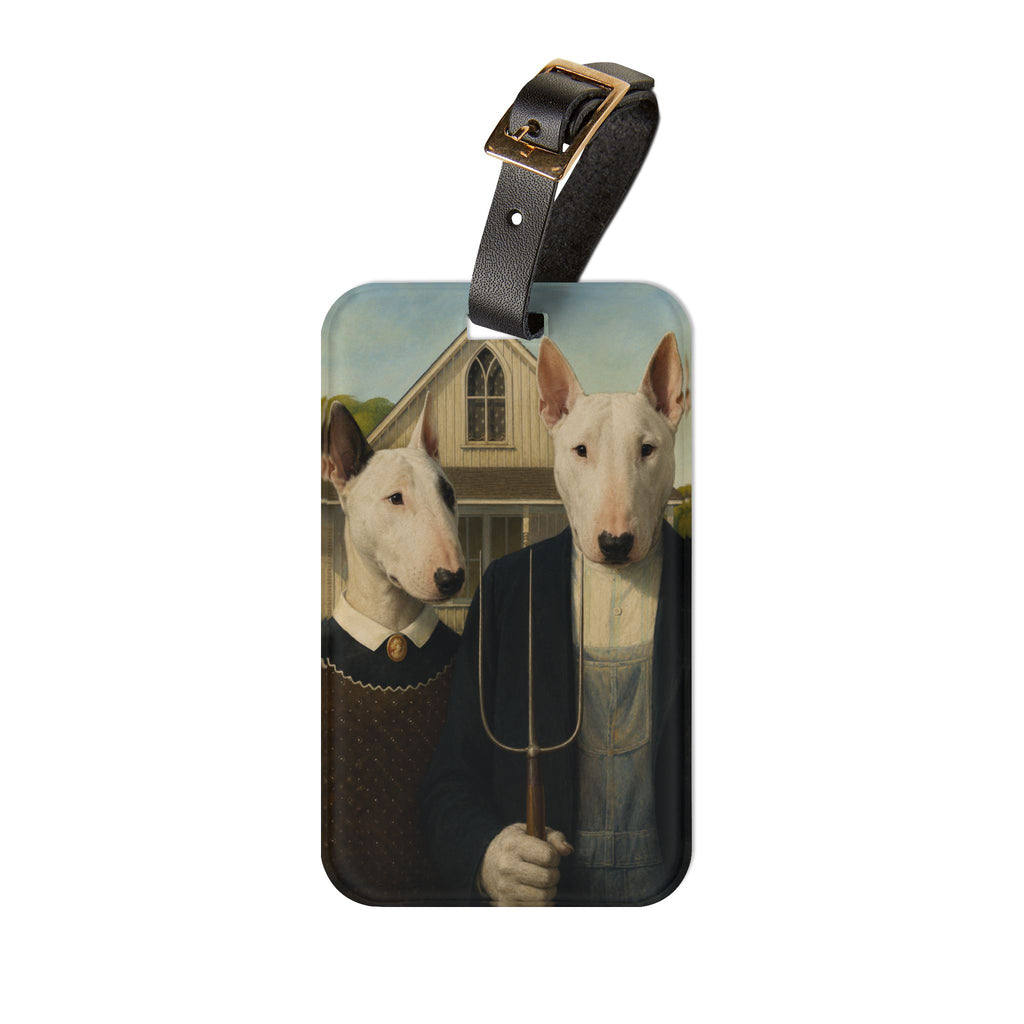 Bull Terrier American Gothic — after Grant Wood, 1930 | Luggage Tag