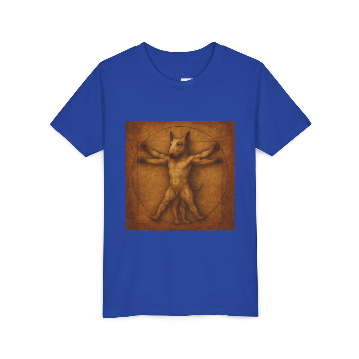 Bull Terrier Vitruvian Man — after Leonardo da Vinci, c.1490 | Youth Tee
