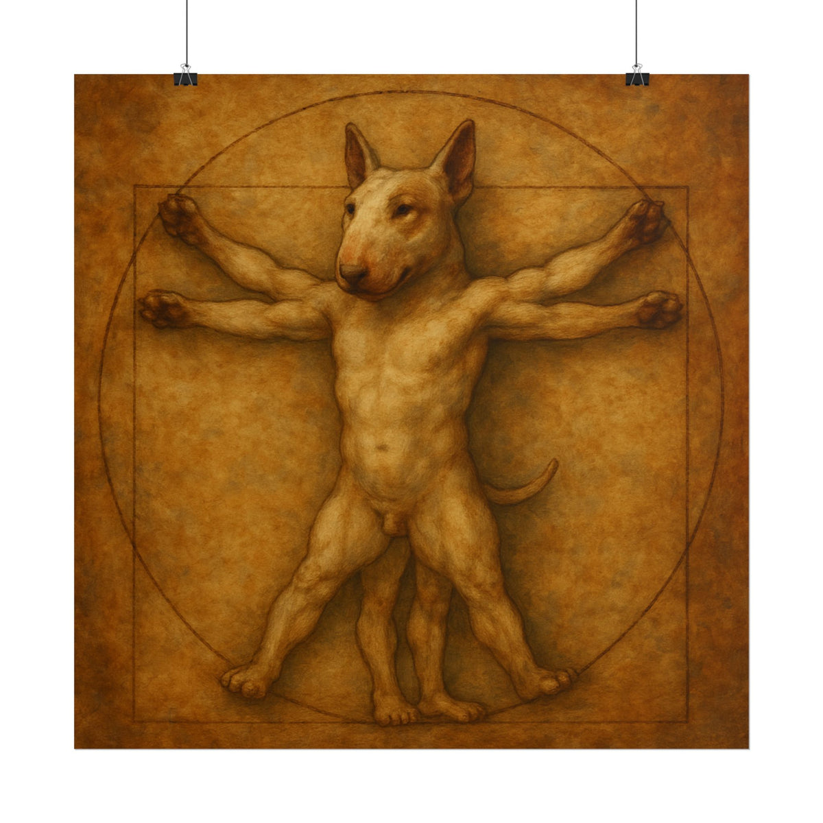 Bull Terrier Vitruvian Man — after Leonardo da Vinci, c.1490 | Poster