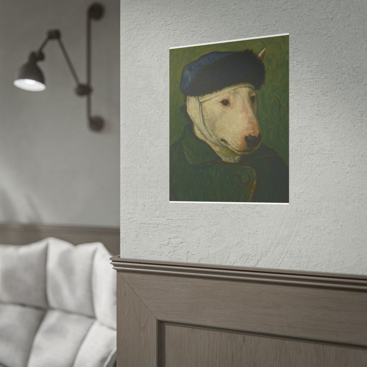 Bull Terrier Self Portrait Bandaged Ear — after Vincent van Gogh, 1889 | Print