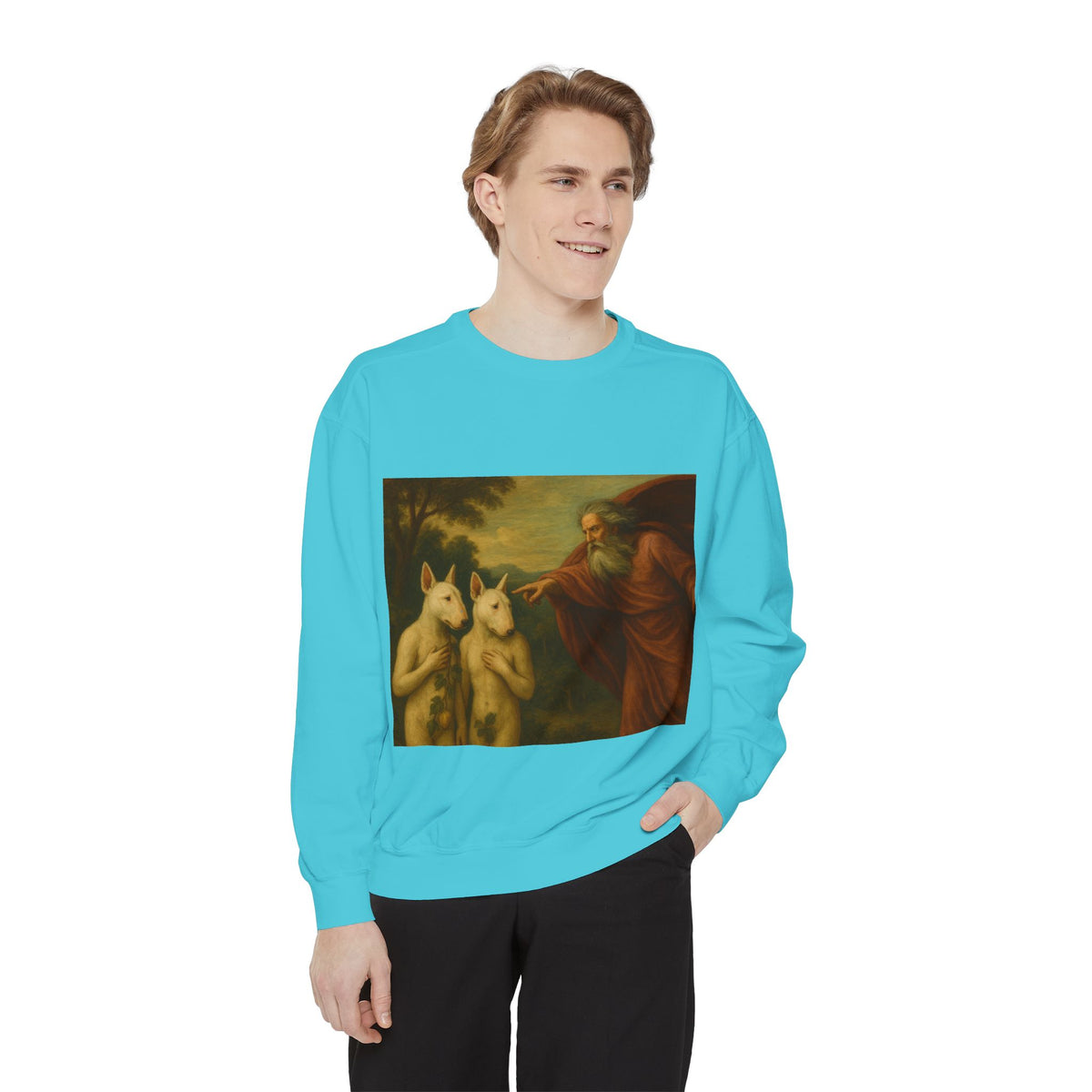 Bull Terrier The Rebuke of Adam and Eve — after Domenichino, 1626 | Crewneck