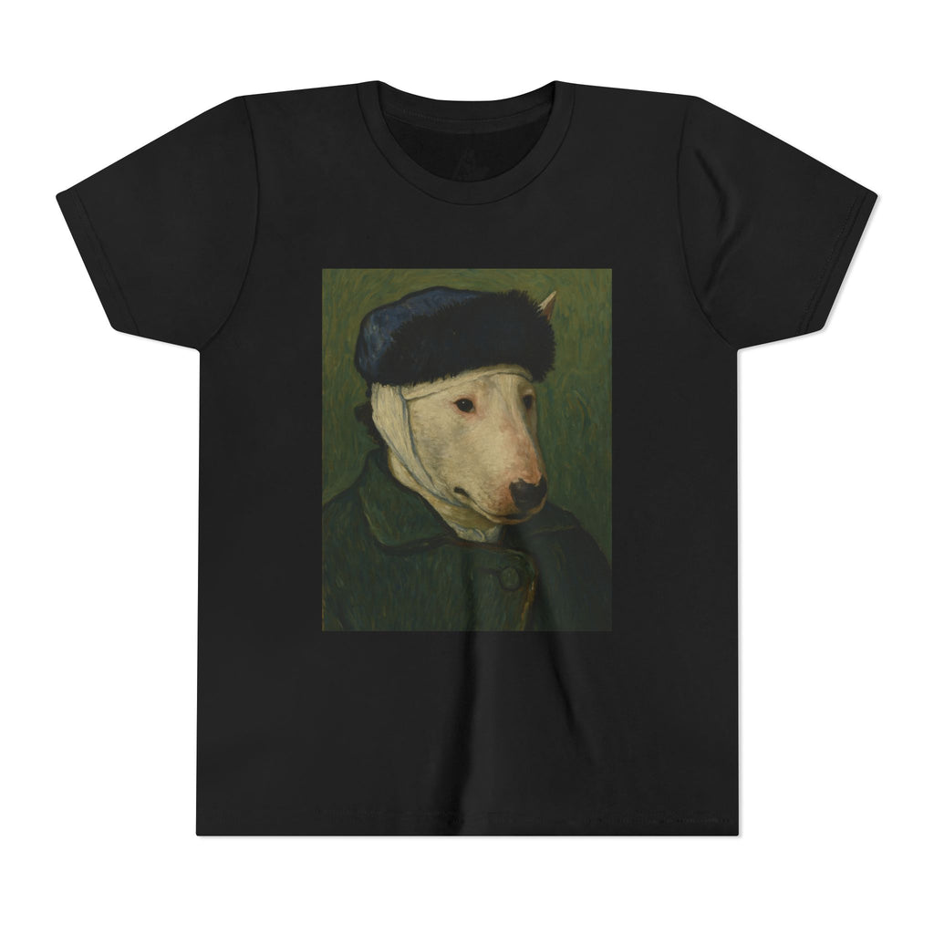 Bull Terrier Self-Portrait with Bandaged Ear — after Vincent van Gogh, 1889 | Youth Tee