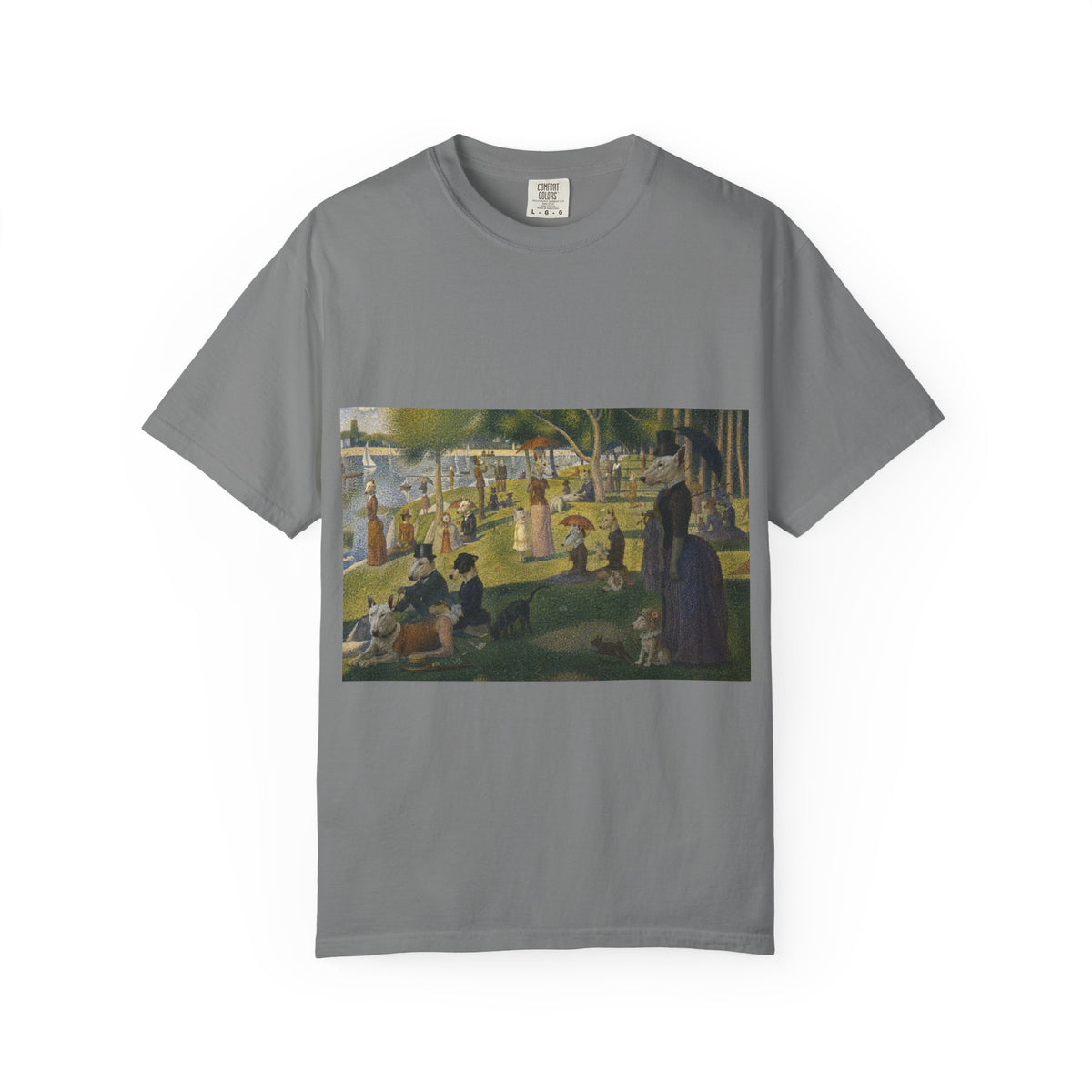 Bull Terrier A Sunday Afternoon on La Grande Jatte — after Georges Seurat, 1886 | Garment-Dyed Tee