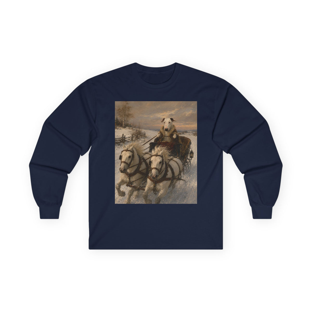 Bull Terrier Sleigh Ride — after Alfred Wierusz-Kowalski, c.1890 | Long Sleeve