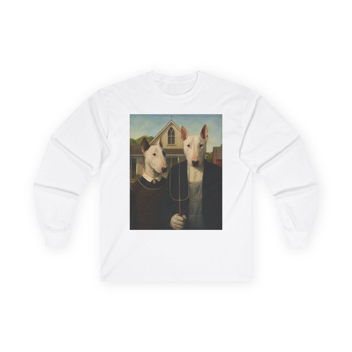 Bull Terrier American Gothic — after Grant Wood, 1930 | Long Sleeve