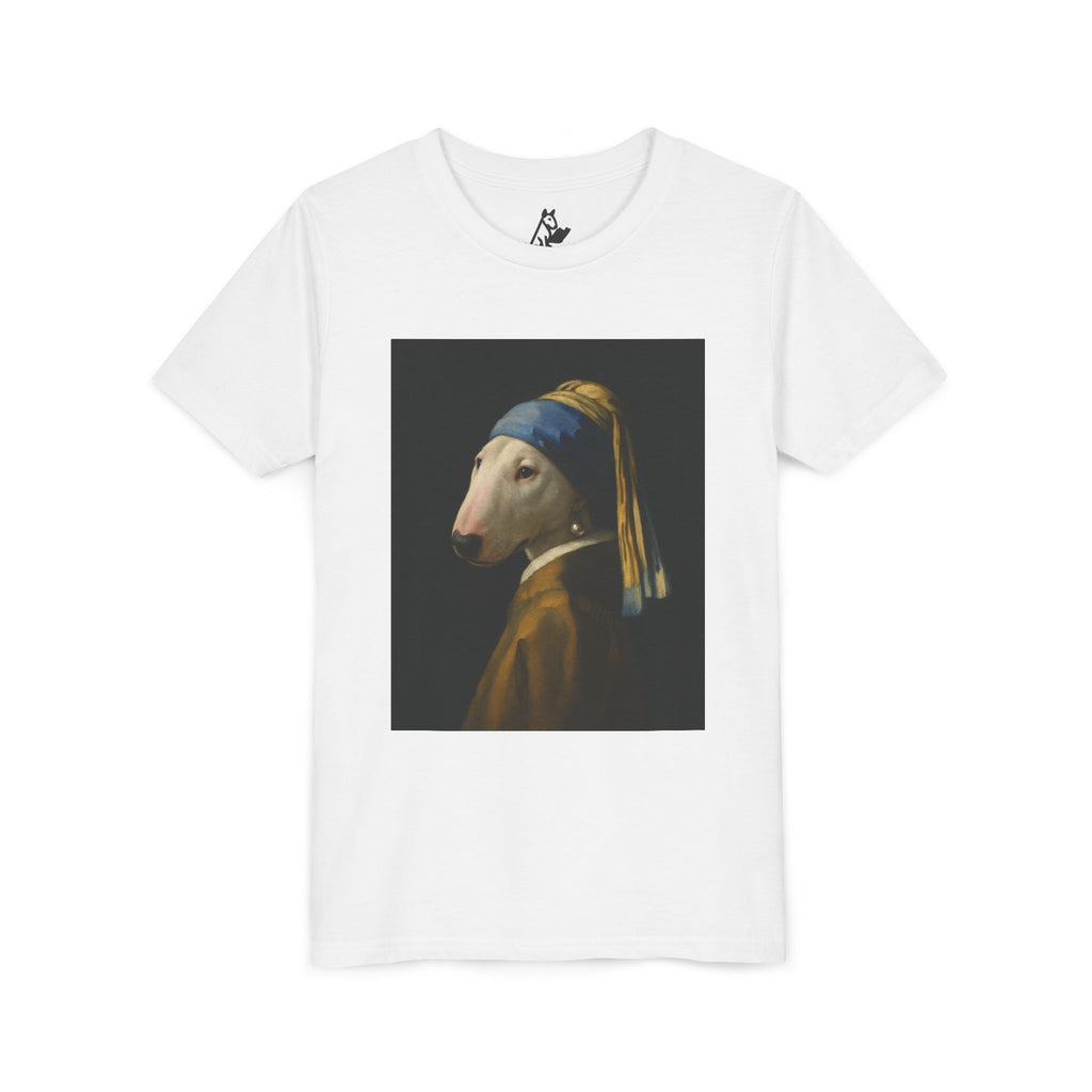 Bull Terrier Girl with a Pearl Earring — after Johannes Vermeer, c.1665 | Youth Tee
