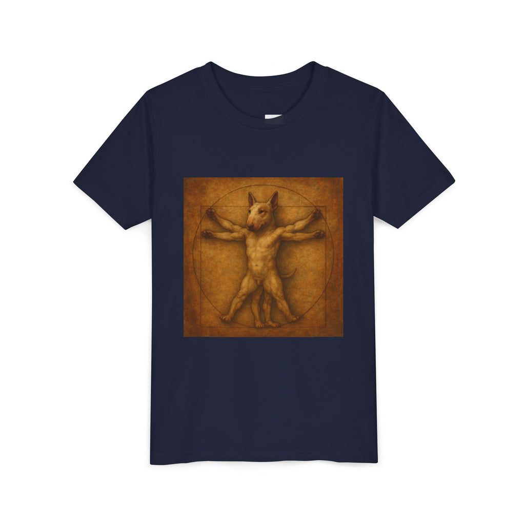 Bull Terrier Vitruvian Man — after Leonardo da Vinci, c.1490 | Youth Tee