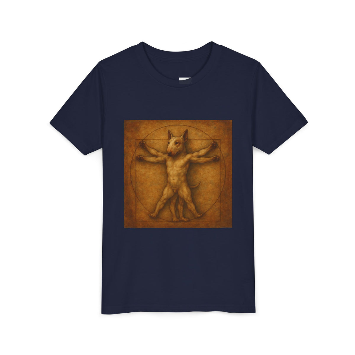 Bull Terrier Vitruvian Man — after Leonardo da Vinci, c.1490 | Youth Tee