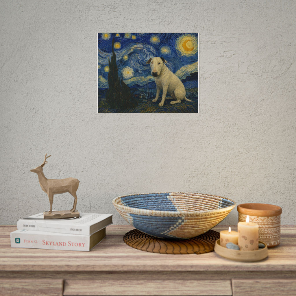 Bull Terrier Starry Night — after Vincent van Gogh, 1889 | Print